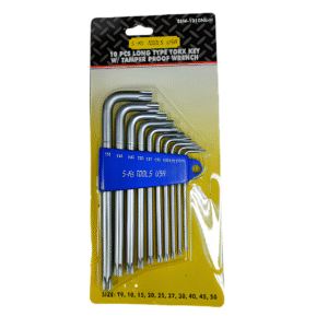 SKS 10Pcs Long Arm Tamperproof Torx Key Set SSW-1310NL-H
