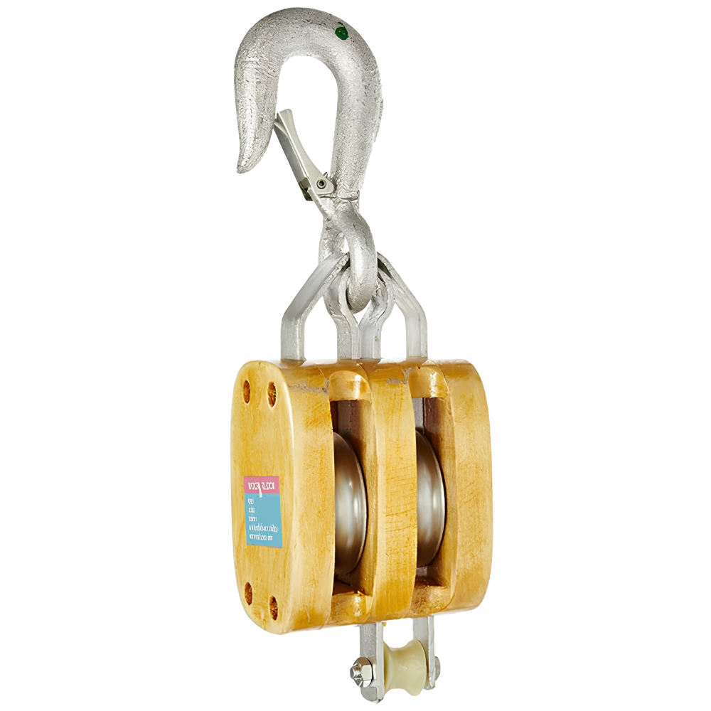 Showa Wooden Block for Nylon/Abaca Rope Double w/Hook