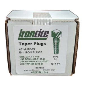 Irontite B-1 Automotive Ductile Iron Taper Plugs TYPE B1 Made in U.S.A