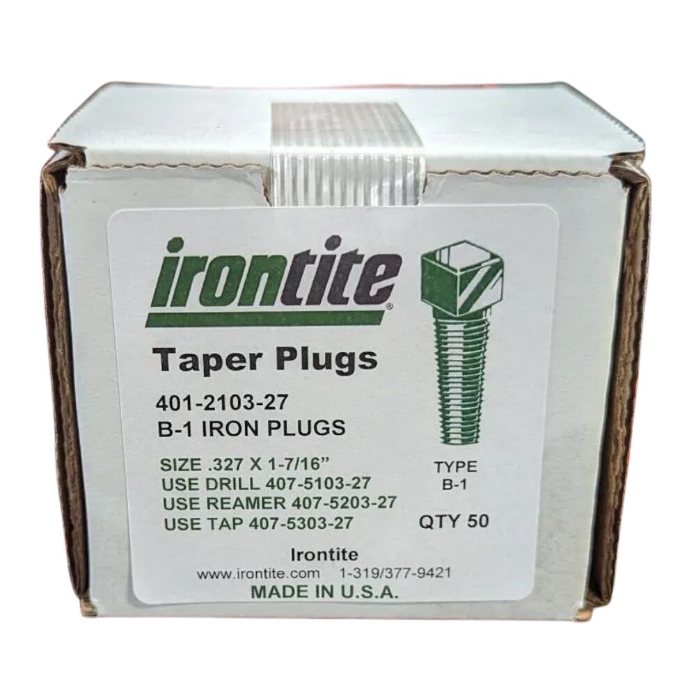 Irontite B-1 Automotive Ductile Iron Taper Plugs TYPE B1 Made in U.S.A